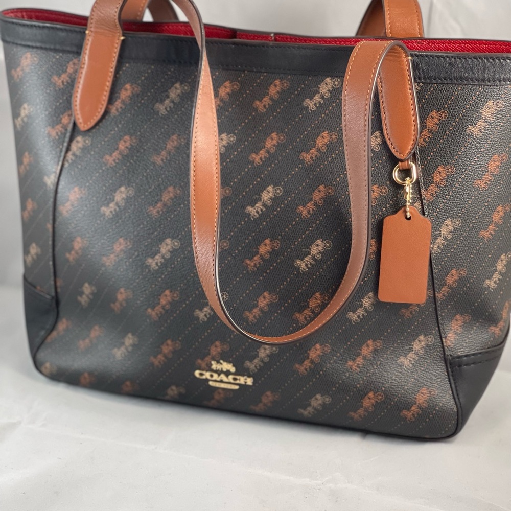 Coach Tote and Identicalwallet with Horse and Carriage dot print